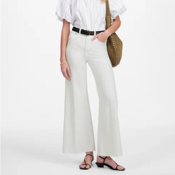 Madewell Flared Wide-Leg Crop Jeans in pure white Size 23 - Picture 1 of 10